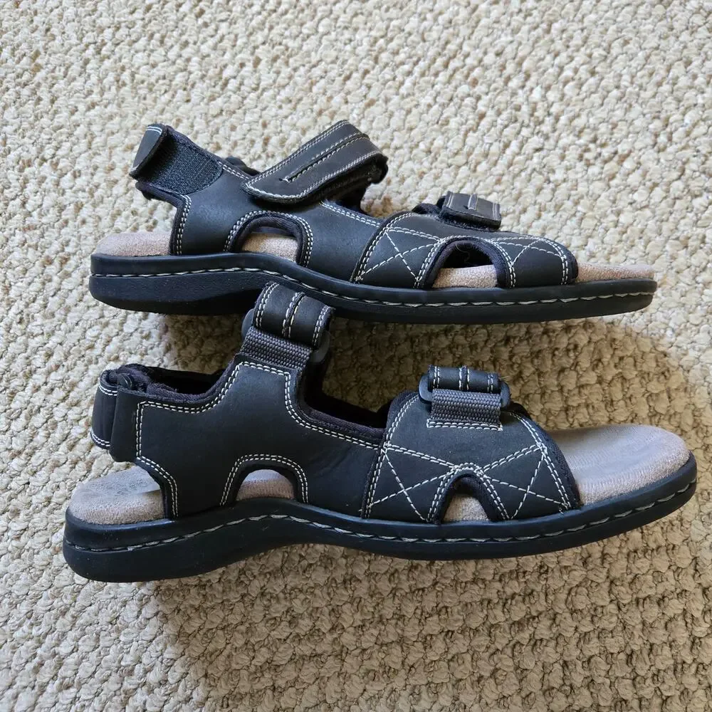Mens Dockers Newpage Black Slingback Memory Foam Sport River Sandals Size US 8M